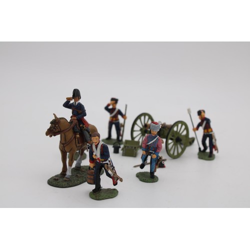 440 - FRENCH HOUSE ARTILLERY FIGURES OF MOUNTED OFFICER AND FIVE GUNNERS, 1/30 scale, hand painted by Fron... 