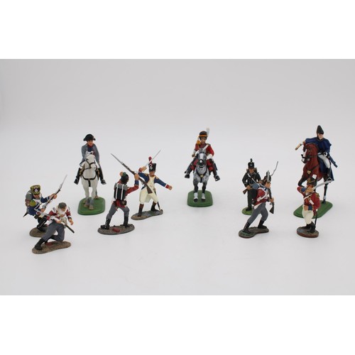 444 - A GROUP OF TEN FIGURES FROM THE BATTLE OF WATERLOO, Napoleon, Wellington and British cavalrymen by N... 