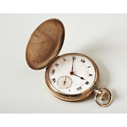 448 - A 9CT GOLD HUNTER POCKET WATCH