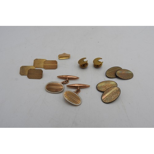 508 - TWO PAIRS OF 9CT GOLD CUFFLINKS AND TWO OTHER PAIRS