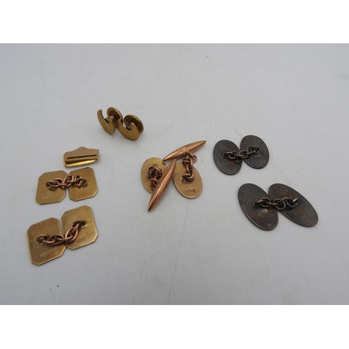 508 - TWO PAIRS OF 9CT GOLD CUFFLINKS AND TWO OTHER PAIRS