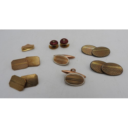 508 - TWO PAIRS OF 9CT GOLD CUFFLINKS AND TWO OTHER PAIRS