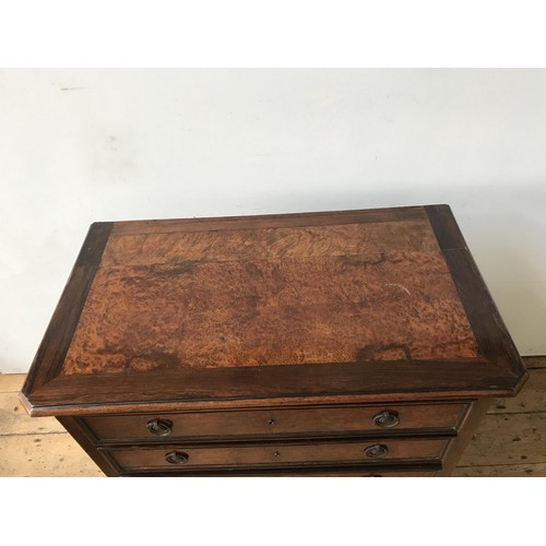 27 - A ROSEWOOD CROSSBANDED GRADUATED CHEST OF FOUR DRAWERS 83 x 91 x 50cms