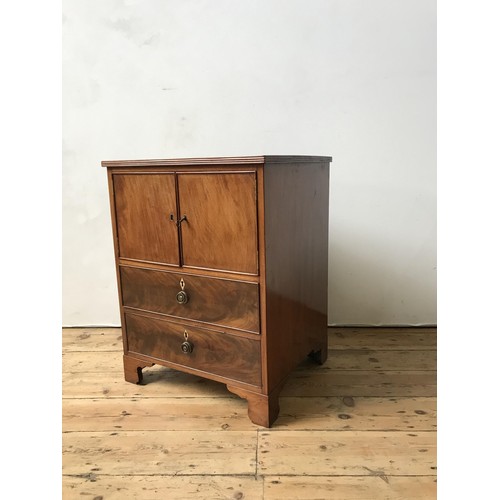 51 - A VICTORIAN MAHOGANY CUPBOARD WITH TWO DRAWERS