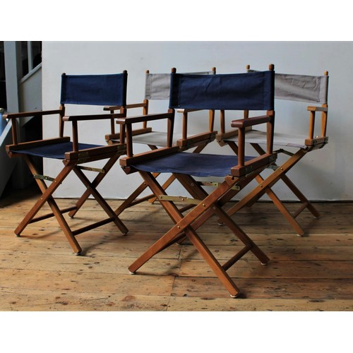 62 - A SET OF FOUR FOLDING DIRECTOR'S STYLE GARDEN CHAIRS