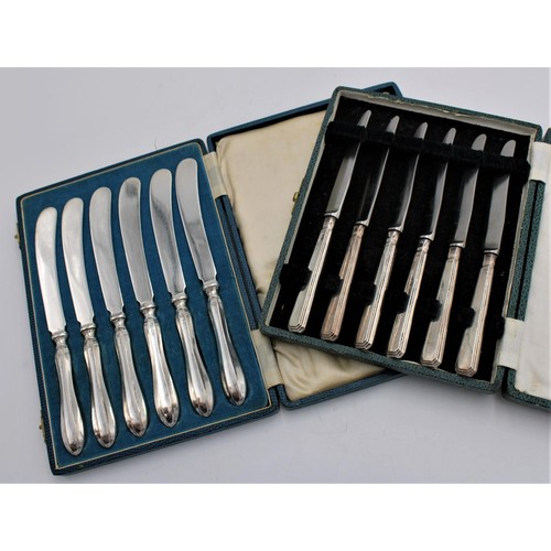 467 - TWO CASED HALLMARKED SILVER HANDLED KNIFE SETS