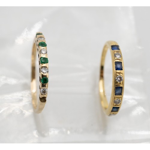 520 - AN 18CT GOLD HALF ETERNITY RING AND A 9CT GOLD HALF ETERNITY RING