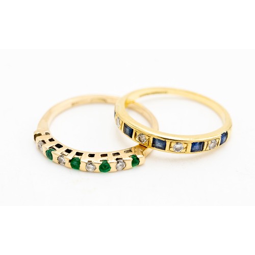 520 - AN 18CT GOLD HALF ETERNITY RING AND A 9CT GOLD HALF ETERNITY RING