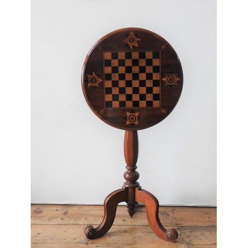 79 - A TILT TOP GAMES TABLE ON TURNED PEDESTAL