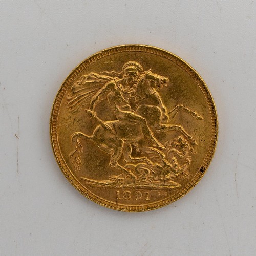 495 - A VICTORIAN GOLD SOVEREIGN, DATED 1891