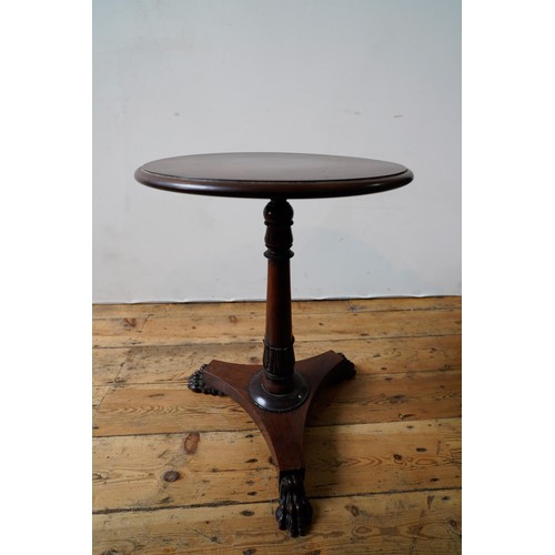 2 - VICTORIAN ROSEWOOD CLAW FOOT TRIPOD LAMP TABLE64cm high, 48cm dia