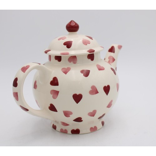 253 - AN EMMA BRIDGEWATER HEART DECORATED 'TEA FOR TWO' TEAPOT IN ORIGINAL BOX, 20cm high