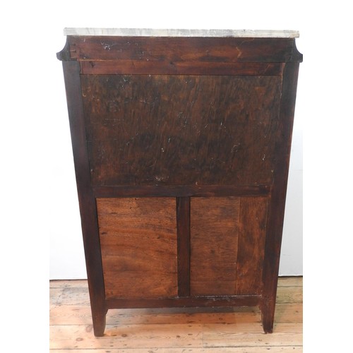 30 - A 20TH CENTURY WALNUT VENEER LOUIS XVI STYLE SECRETAIRE, a tambour roll enclosing seven trinket draw... 