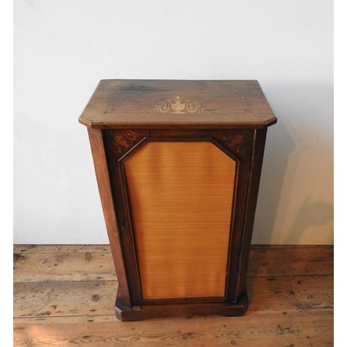 51 - A VICTORIAN WALNUT PIER CABINET, with marquetry inlay 90 x 55 cm