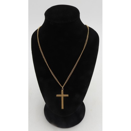 304 - A 9CT CRUCIFIX PENDANT ON 9CT GOLD CHAIN, total weight 7 grams, chain is 42 cm long