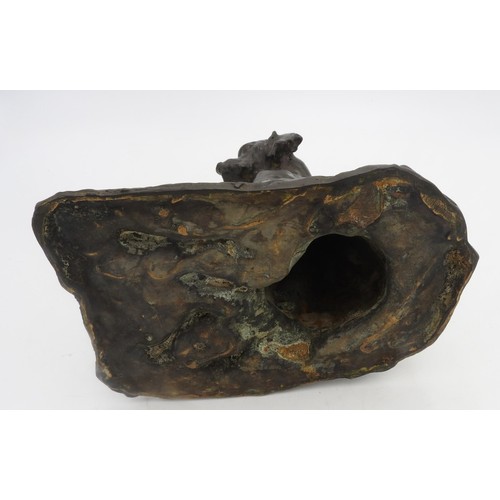 210 - A BRONZE FIGURE OF SEATED DOG SIGNED AND DATED PAOLO TROUBETZKOY 1893, dark brown patina, 25 cm high