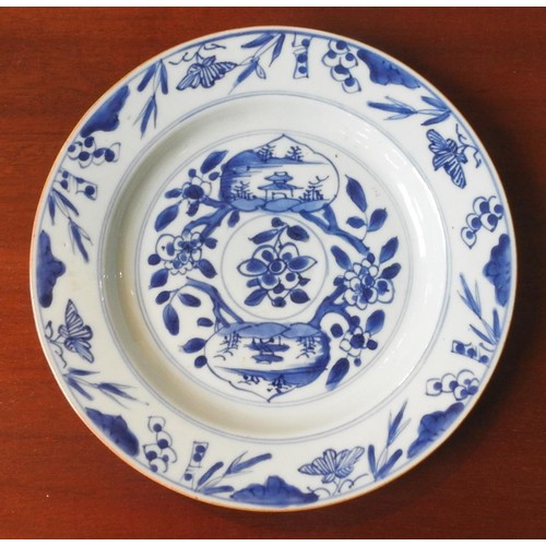 225 - THREE KANGXI BLUE AND WHITE DISHES