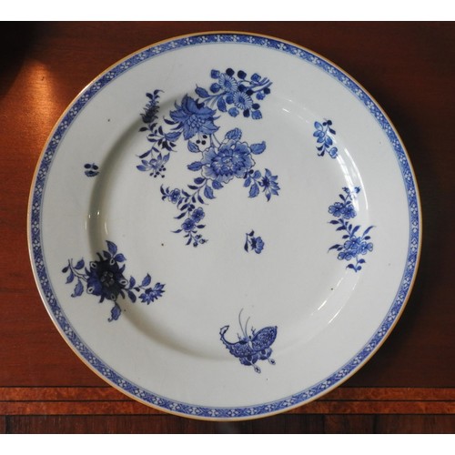 225 - THREE KANGXI BLUE AND WHITE DISHES