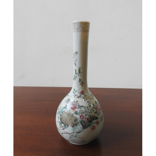 222 - A FAMILLE ROSE BOTTLE VASE, 25 cm high