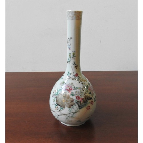 222 - A FAMILLE ROSE BOTTLE VASE, 25 cm high