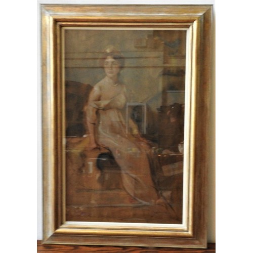 201 - OIL ON BOARD OF VENETIAN SCENE AND PORTRAIT PAINTING OF LADY, the Venetian scene bearing an indistin... 