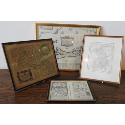 205 - FOUR FRAMED MAPS OF CAMBRIDGESHIRE, NORTHAMPTON AND BERMUDA ISLANDS, 18th/19th century, the largest ... 