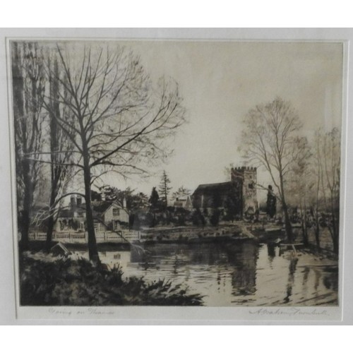 206 - PEN & INK 'GORING ON THAMES', A. WATSON TURNBULL, monogrammed in bottom right corner and signed ... 