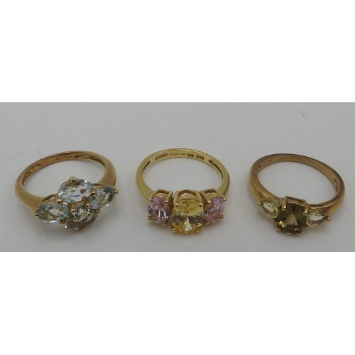 309 - 3 9CT GOLD DRESS RINGS