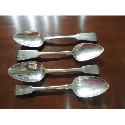 330 - TWO PAIRS OF GEORGIAN HALLMARK SILVER SERVING SPOONS, Exeter 1817 and London 1824