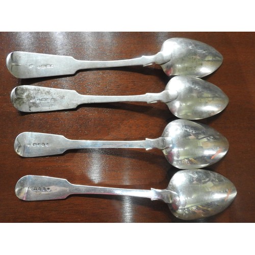 330 - TWO PAIRS OF GEORGIAN HALLMARK SILVER SERVING SPOONS, Exeter 1817 and London 1824