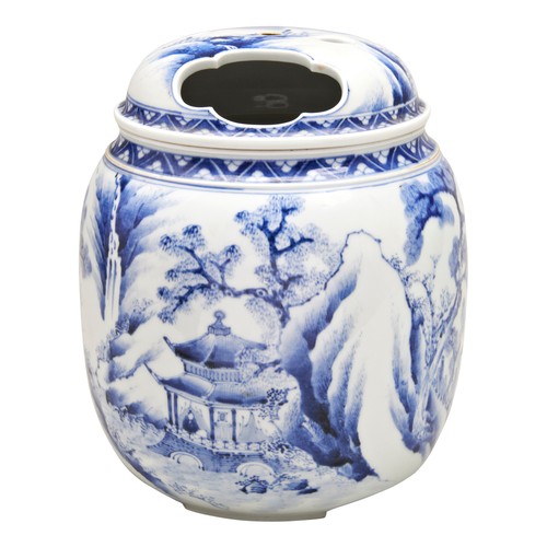 283 - FINE AND LARGE HIRADO BLUE AND WHITE KORO AND COVEREDO PERIOD, 19TH CENTURYthe sides and cover paint... 