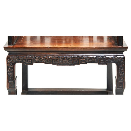 270 - CARVED ZITAN ARMCHAIRMID-QING PERIODthe elaborately carved openwork splat centred by finely carved p... 