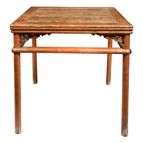 265 - ELM SQUARE CENTRE TABLE, FANGZHUOMING DYNASTY (1368-1644)the 'floating panel' top with a moulded edg... 