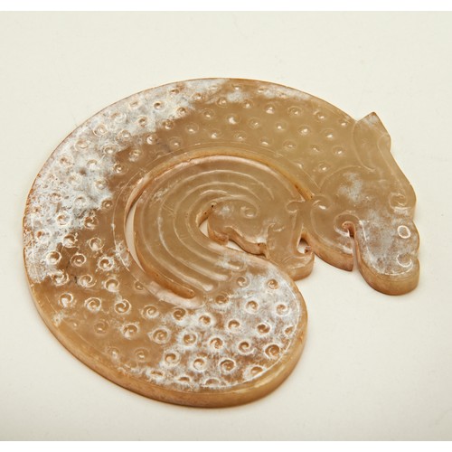 197 - ARCHAISTIC CARVED JADE 'DRAGON' DISC20TH CENTURY10cm highPROVENANCE: Private Somerset collection... 