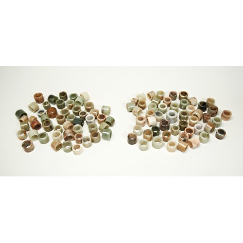 198 - LARGE COLLECTION OF JADE AND HARDSTONE ARCHERS RINGSQING DYNASTY AND LATERcomprising 100 rings, vary... 