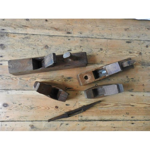 108 - FIVE VARIOUS VINTAGE WOODEN CARPENTER'S PLANES