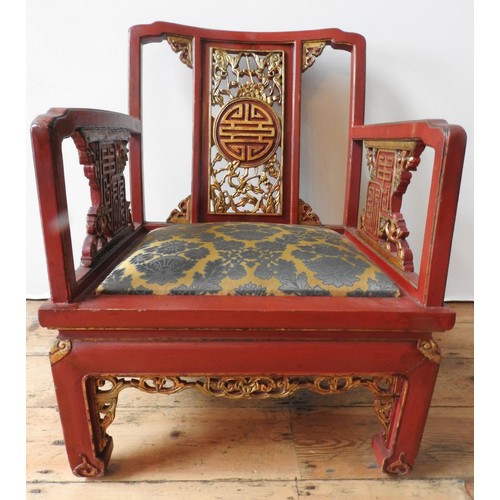 11 - A SET OF SIX CHINESE ARMCHAIRS