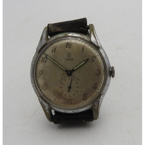 439 - A VINTAGE GENT'S TUDOR STAINLESS STEEL WRISTWATCH