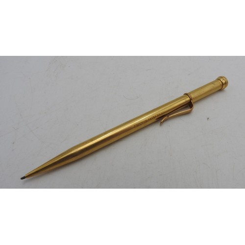 447 - AN 18CT GOLD PROPELLING PENCIL WITH 9CT GOLD CLIP