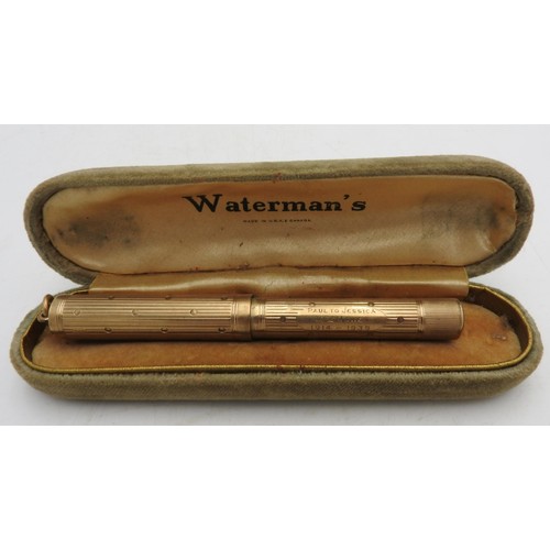 448 - A LADIES VINTAGE 9CT GOLD WATERMAN'S FOUNTAIN PEN