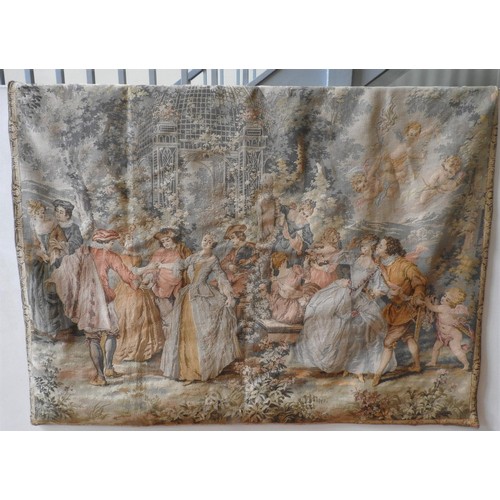 111 - A JP PARIS TAPESTRY PANNEUX GOBELINS TAPESTRY WALL HANGING OF COURTSHIP SCENE, 145 x 185 cm