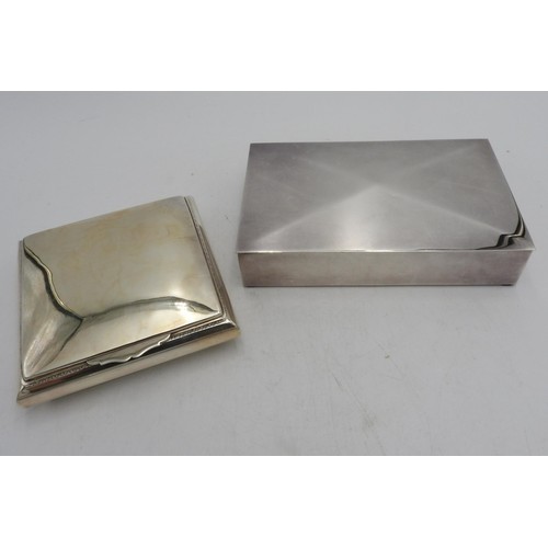 415 - A PERUVIAN SILVER COVERED CIGARETTE CASE BY CAMUSSO AND A SILVER PLATED CIGARETTE BOX, the case stam... 