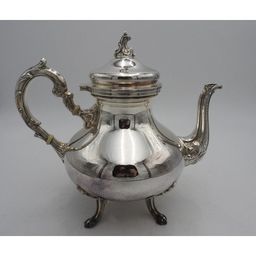 423 - LARGE PERUVIAN SILVER TEAPOT BY CAMUSSO, with ornate acanthus detailingHeight 25cm. 25.5 ounces... 