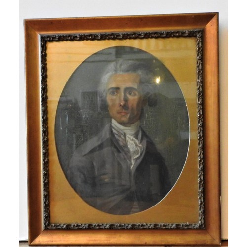 229 - AN EARLY 19th CENTURY PORTRAIT OIL PAINTING ON CANVAS OF GENTLEMAN, 65 x 50 cm