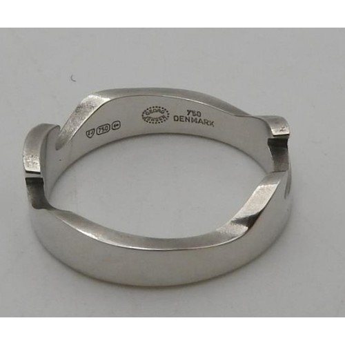 459 - A GEORG JENSEN 18CT WHITE GOLD 'FUSION' RING, size R 1/2 , clear hallmarks and maker's stamp