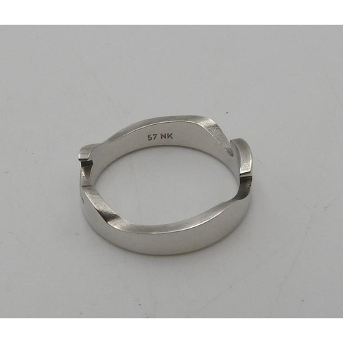 459 - A GEORG JENSEN 18CT WHITE GOLD 'FUSION' RING, size R 1/2 , clear hallmarks and maker's stamp