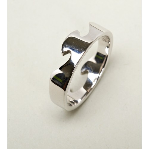 459 - A GEORG JENSEN 18CT WHITE GOLD 'FUSION' RING, size R 1/2 , clear hallmarks and maker's stamp