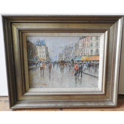 231 - 20TH CENTURY FRENCH SCHOOL OIL ON PANEL VIEW OF PARIS, signed bottom left hand corner, signed and in... 