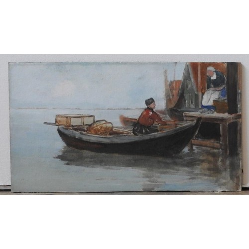 234 - OIL PAINTING OF DUTCH MARITIME SCENE