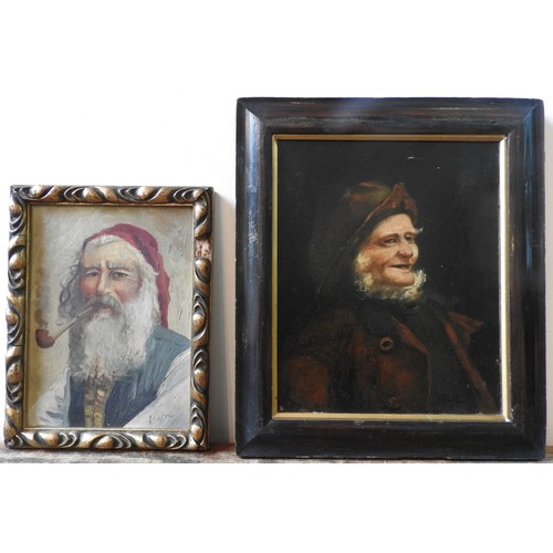 236 - A PORTRAIT OIL PAINTING ON BOARD OF FISHERMAN SIGNED R.CATKO, and one other portrait oil on board, t... 